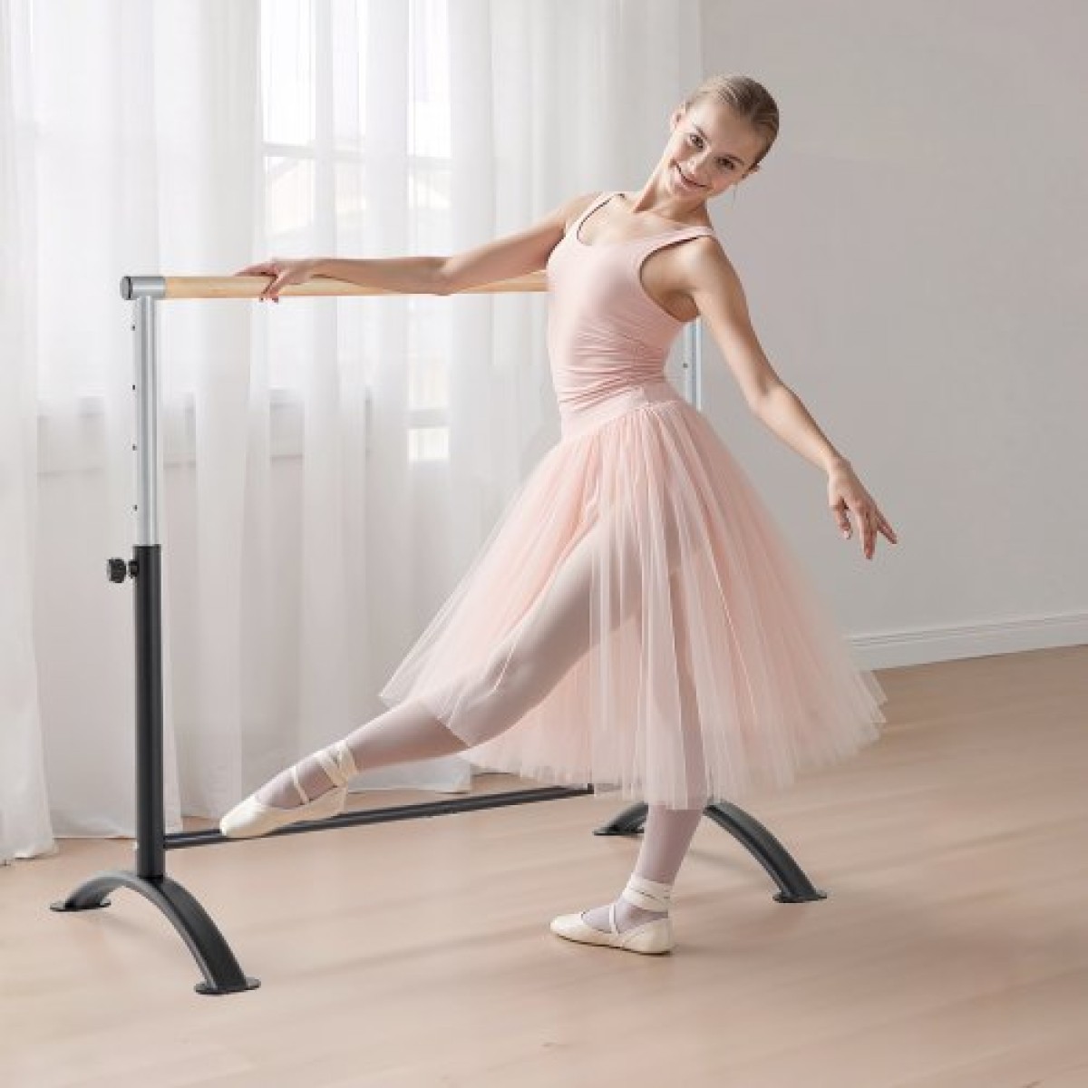 VEVOR Ballet Barre, Barre Bar για το σπίτι, ανεξάρτητες φορητές μπάρες χορού τεντώματος μπαλέτου, ρυθμιζόμενο ύψος Anti-Wobble Fitness Gym Studio Equipment, for Pilates Balance Workout