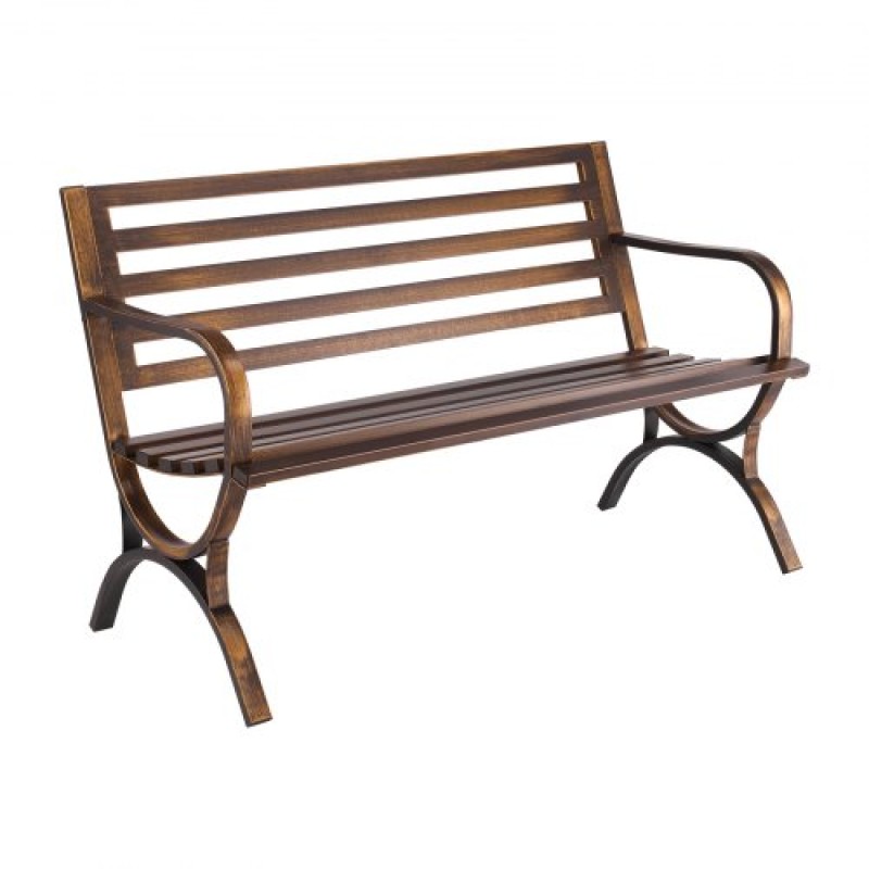 VEVOR Εξωτερικός πάγκος, 127 cm, Μεταλλικός σκελετός από ανθρακούχο ατσάλι με ράχη πλάτη και στρογγυλά υποβραχιόνια, αδιάβροχος εξωτερικός πάγκος για Αίθριο, Κήπος, Πάρκο, Αυλή, Μπροστινή βεράντα, Αντίκα Μπρονζέ