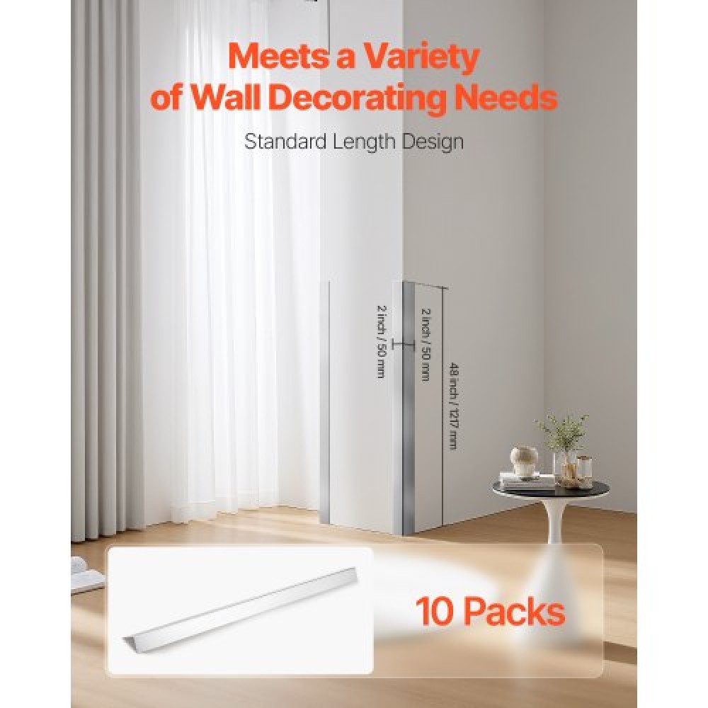 VEVOR Stainless Steel Wall Corner Protector 50x50x1217mm 10 Pack with 3M Tape