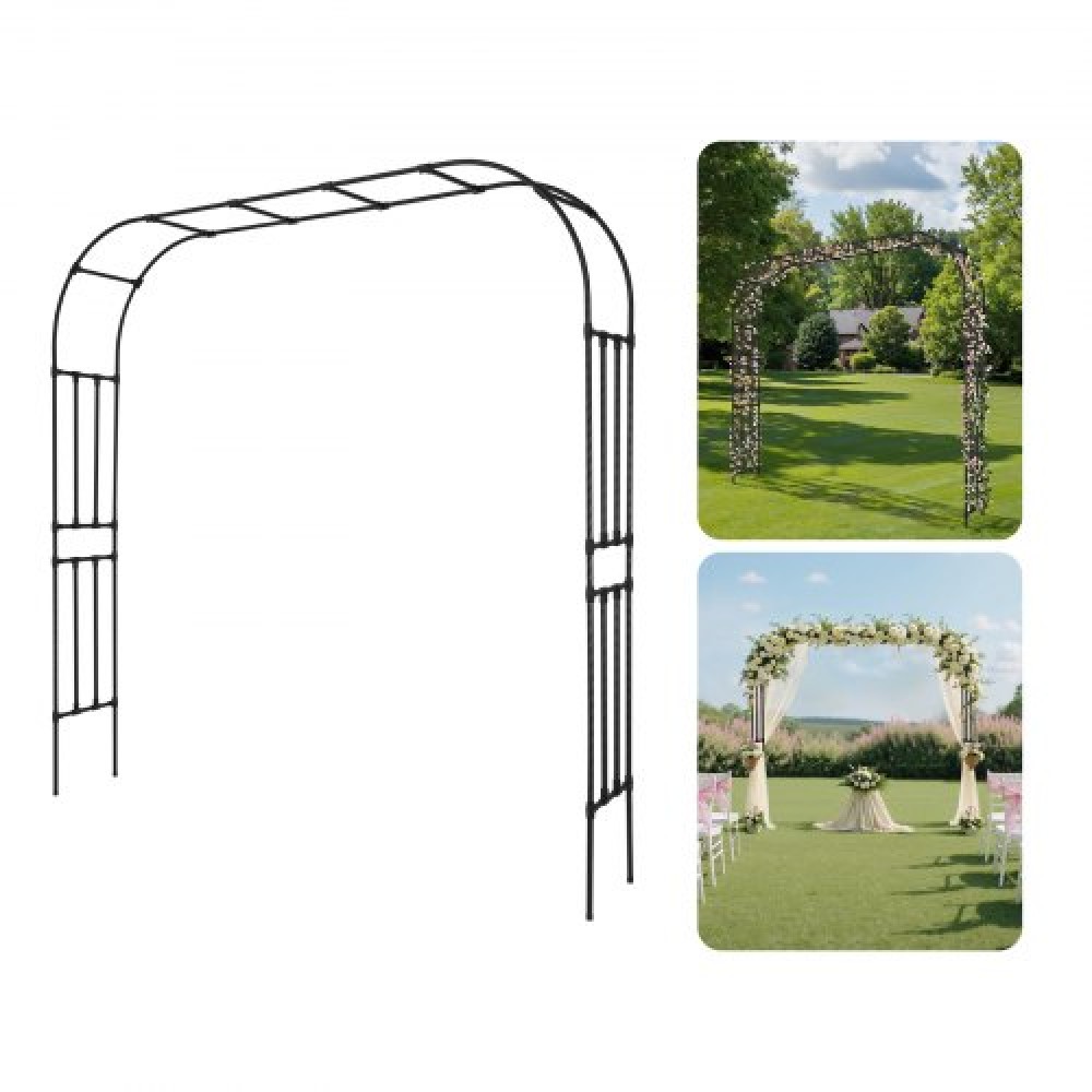 VEVOR Garden Arbor, 2,4 (Υ) x 2,5 (Π) x 0,4 (Β) m Μεταλλική Αψίδα, Στιβαρή Αψίδα Καφασωτών Εξωτερικών με Πασσάλους, Εύκολη Συναρμολόγηση, Πέργκολα κληματαριά για αναρρίχηση φυτών Διακόσμηση γαμήλιου γκαζόν για αυλή