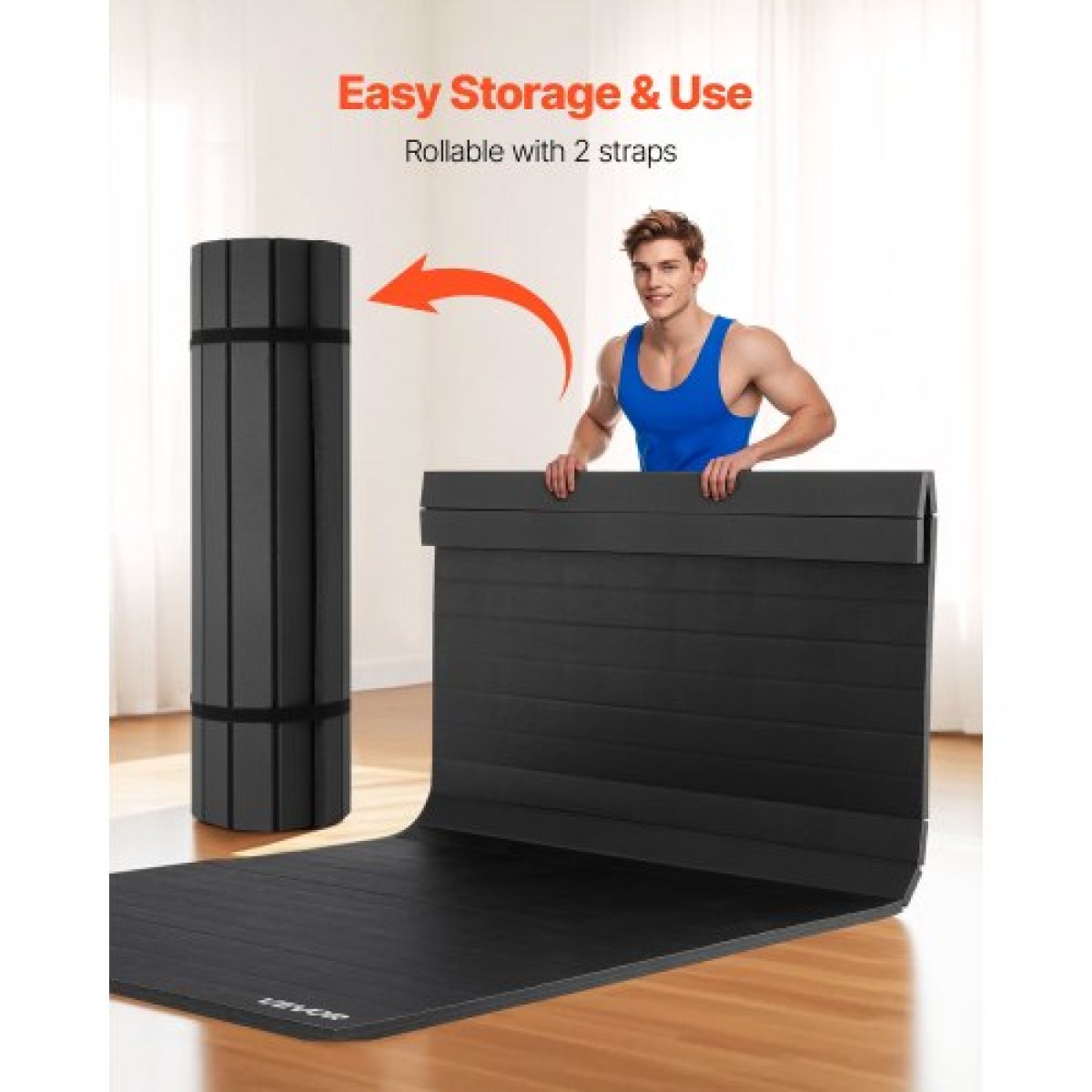 VEVOR 3x1,5 m Wrestling Mat, Martial Arts Thick Mat for Home Gym Workouts Exercise, Αδιάβροχο PVC Roll-Up Training Mats for Gymnastics, Tatami, Jiu Jitsu BJJ MMA Judo, Boxing, Black