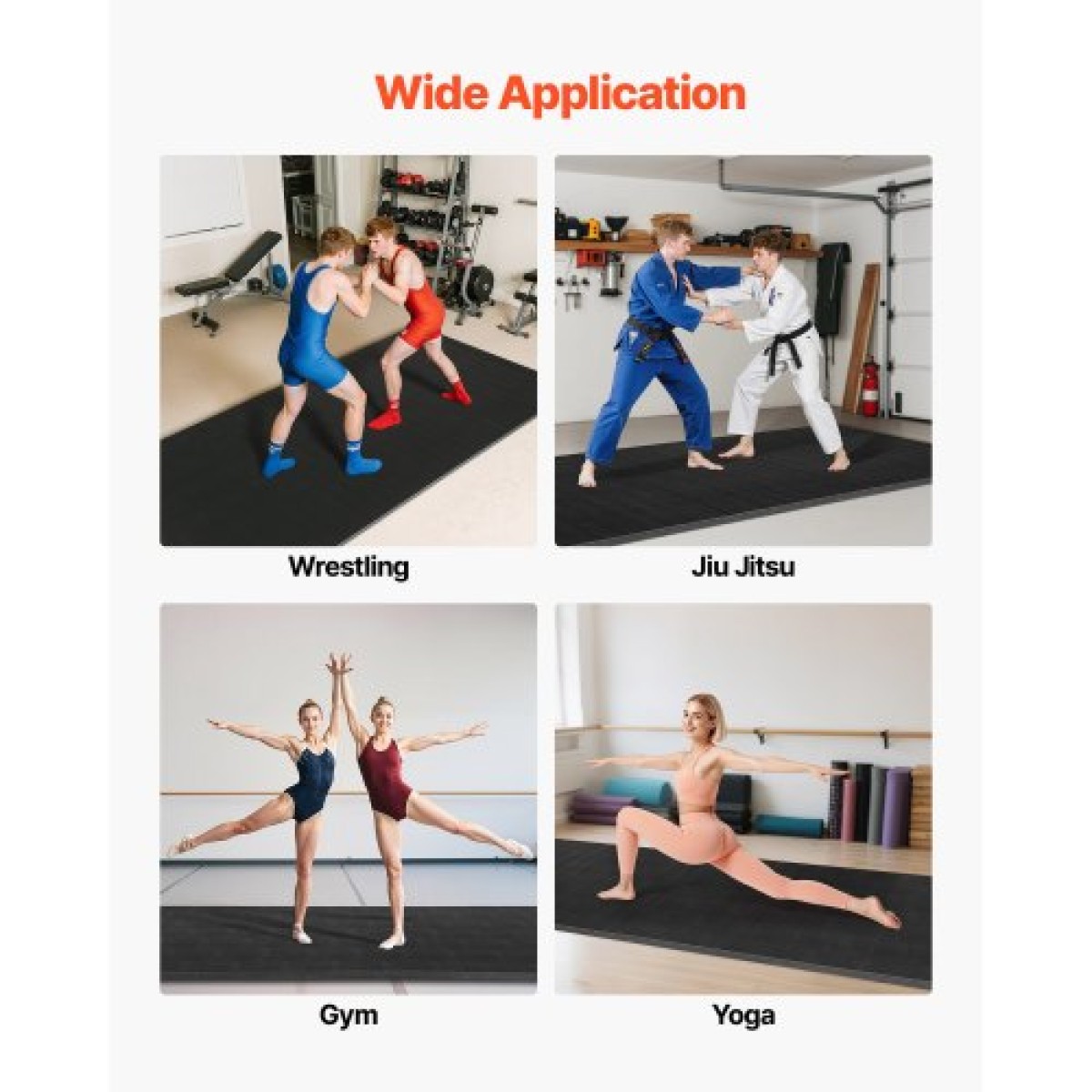VEVOR 3x1,5 m Wrestling Mat, Martial Arts Thick Mat for Home Gym Workouts Exercise, Αδιάβροχο PVC Roll-Up Training Mats for Gymnastics, Tatami, Jiu Jitsu BJJ MMA Judo, Boxing, Black