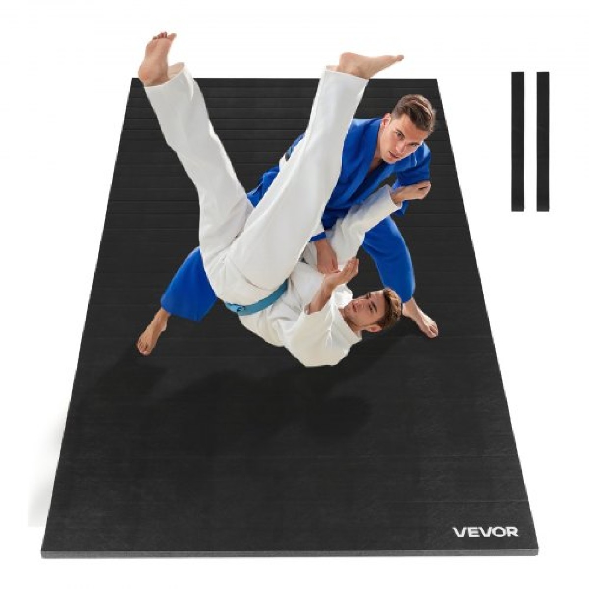 VEVOR 3x1,5 m Wrestling Mat, Martial Arts Thick Mat for Home Gym Workouts Exercise, Αδιάβροχο PVC Roll-Up Training Mats for Gymnastics, Tatami, Jiu Jitsu BJJ MMA Judo, Boxing, Black