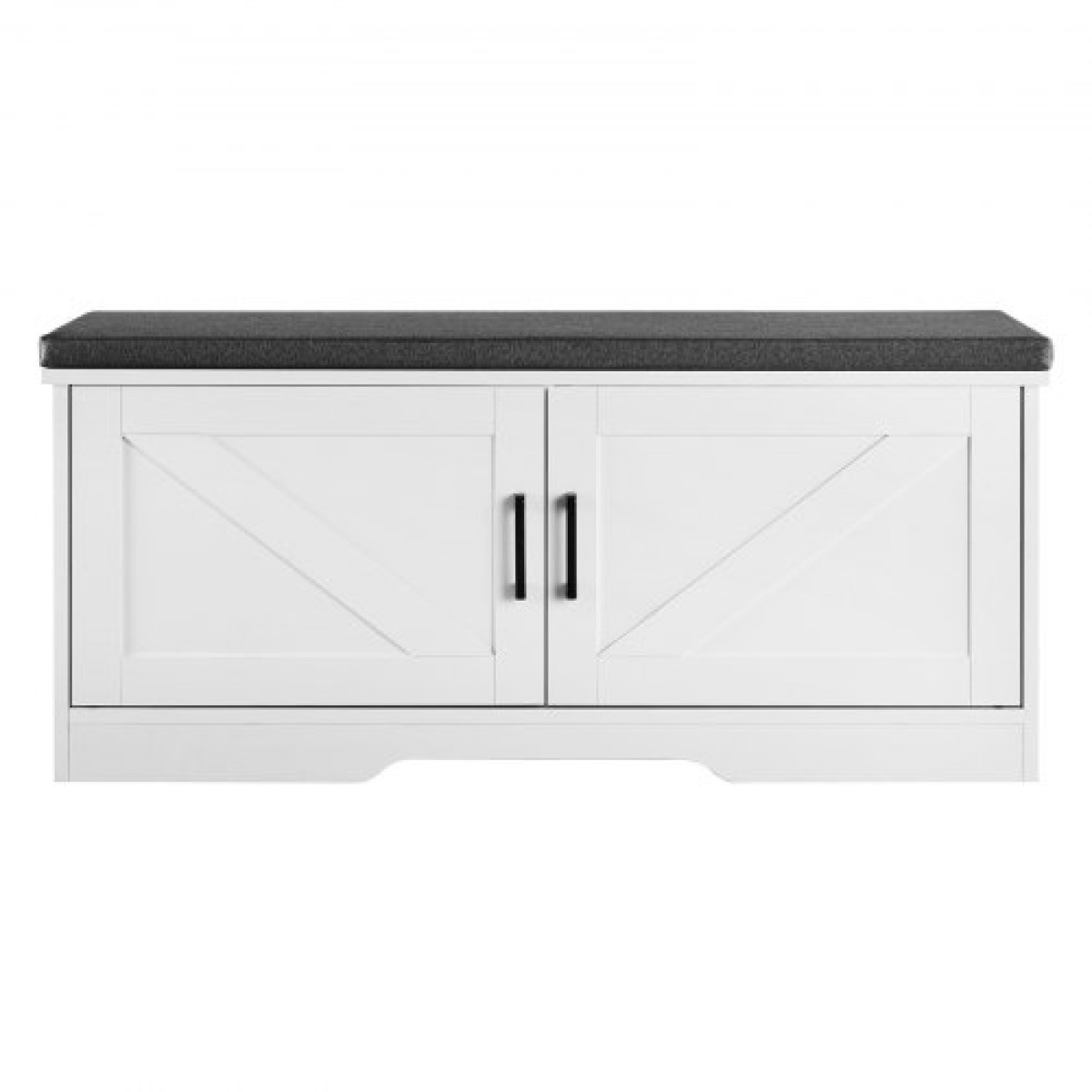 Πάγκος αποθήκευσης παπουτσιών VEVOR, 1000 x 355 x 460 mm Organizer παπουτσιών με μαξιλάρι καθίσματος με επένδυση, πάγκος εισόδου με 2 πόρτες αχυρώνα και ρυθμιζόμενο ύψος, για διάδρομο, σαλόνι, υπνοδωμάτιο, λευκό + μαύρο