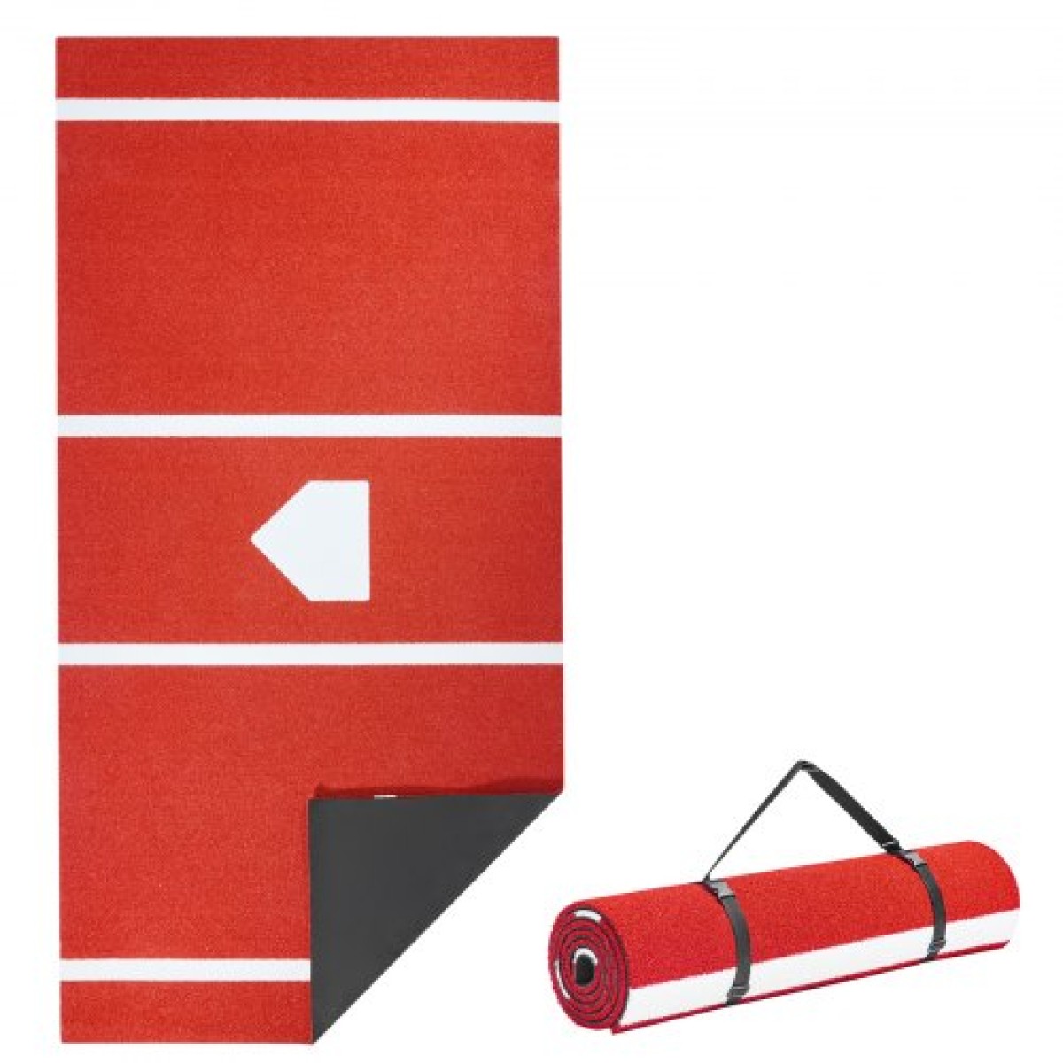 VEVOR Baseball Hitting Mat, 300x116cm Batting Cage Mat, Batters Box Turf Mats, Εξοπλισμός Softball Batting Practice με Home Plate και Anti Fade Turf, Φορητό βοήθημα προπόνησης για εσωτερικούς εξωτερικούς χώρους, κόκκινο