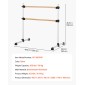 VEVOR Ballet Barre, Διπλό Beechwood Barre Bar για το σπίτι, Φορητές μπάρες χορού Stretching Ballet, Ρυθμιζόμενο ύψος Εξοπλισμός Γυμναστηρίου Anti-Wobble Fitness, για Pilates Balance Workout