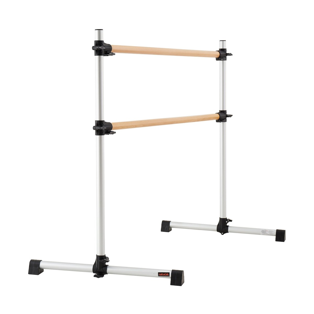 VEVOR Ballet Barre, Διπλό Beechwood Barre Bar για το σπίτι, Φορητές μπάρες χορού Stretching Ballet, Ρυθμιζόμενο ύψος Εξοπλισμός Γυμναστηρίου Anti-Wobble Fitness, για Pilates Balance Workout