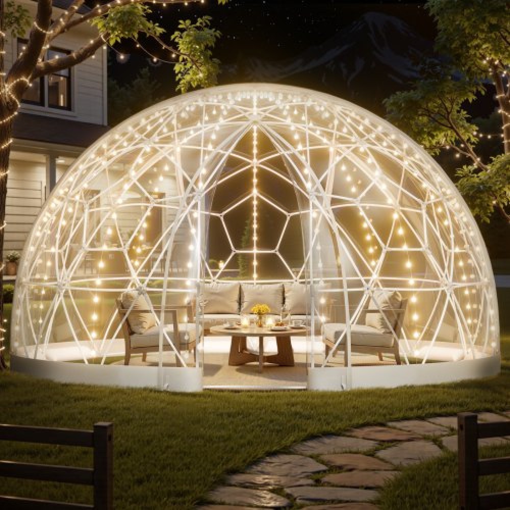 VEVOR Garden Dome Igloo, 4,5 x 2,7 m Υπαίθρια σκηνή Clear Bubble για 4-7 Άτομα, Θερμοκήπιο Γεωδαιτικής Θόλος με Παράθυρο, Αδιάβροχο Γεωδαιτικό Θόλο με Παράθυρο, Σκηνή PVC Igloo για Γάμος Κάμπινγκ Αίθριων στην πίσω αυλή