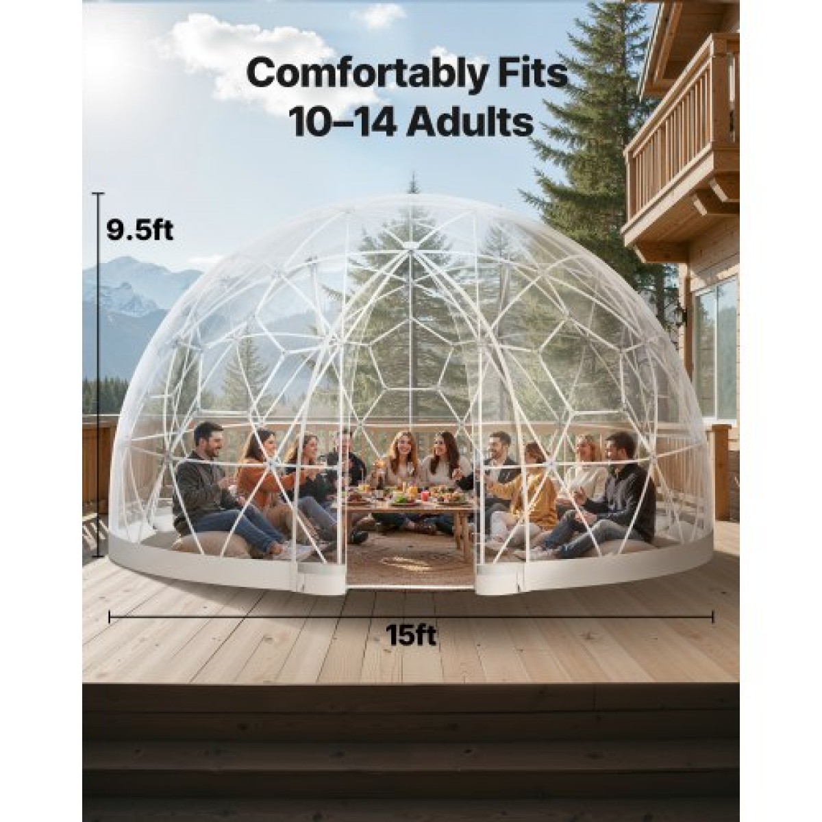 VEVOR Garden Dome Igloo, 4,5 x 2,7 m Υπαίθρια σκηνή Clear Bubble για 4-7 Άτομα, Θερμοκήπιο Γεωδαιτικής Θόλος με Παράθυρο, Αδιάβροχο Γεωδαιτικό Θόλο με Παράθυρο, Σκηνή PVC Igloo για Γάμος Κάμπινγκ Αίθριων στην πίσω αυλή