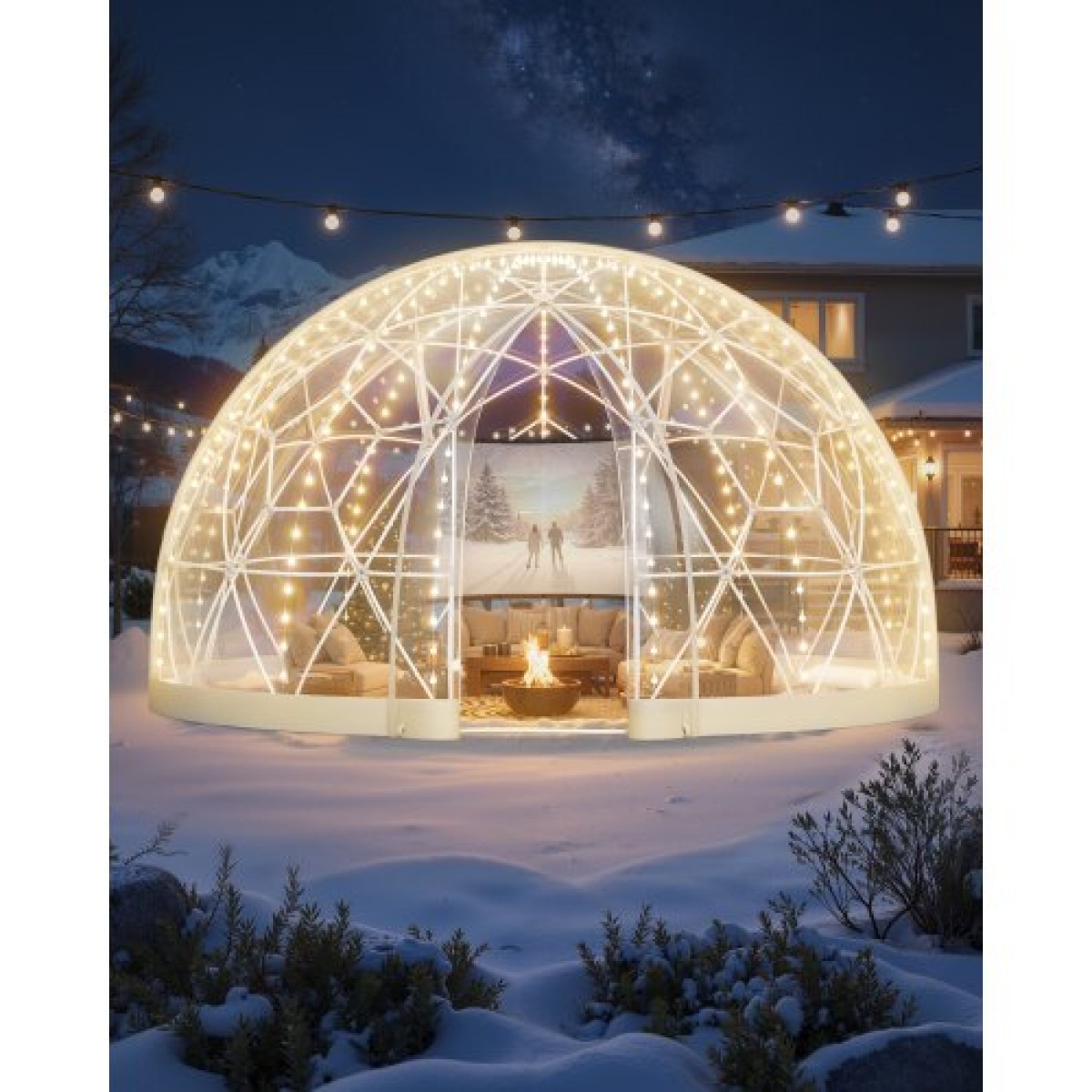 VEVOR Garden Dome Igloo, 4,5 x 2,7 m Υπαίθρια σκηνή Clear Bubble για 4-7 Άτομα, Θερμοκήπιο Γεωδαιτικής Θόλος με Παράθυρο, Αδιάβροχο Γεωδαιτικό Θόλο με Παράθυρο, Σκηνή PVC Igloo για Γάμος Κάμπινγκ Αίθριων στην πίσω αυλή