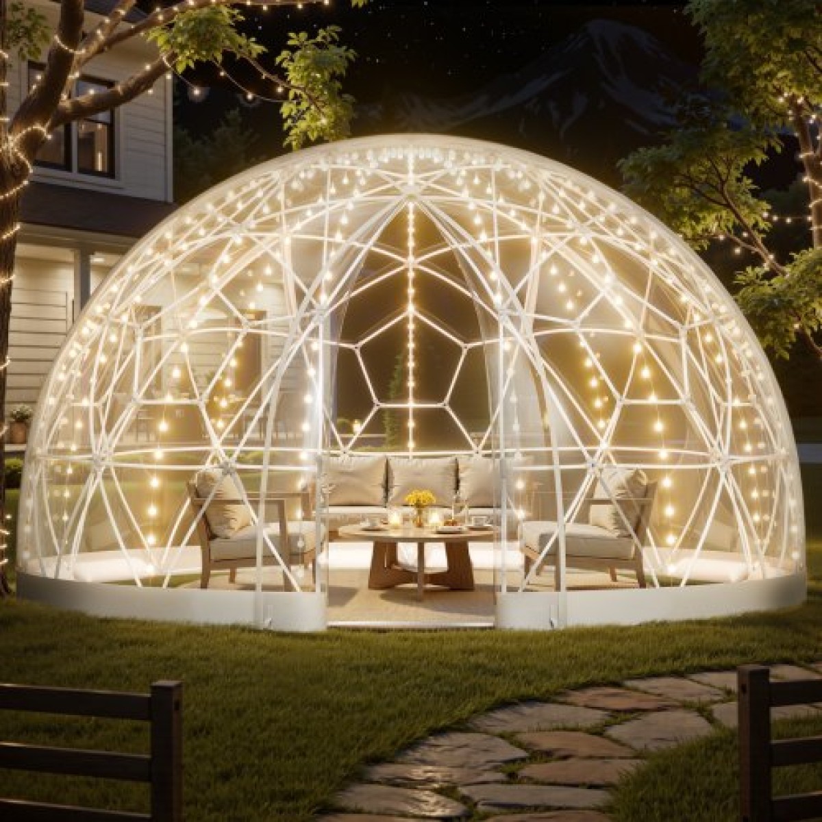 VEVOR Garden Dome Igloo, 4,5 x 2,7 m Υπαίθρια σκηνή Clear Bubble για 4-7 Άτομα, Θερμοκήπιο Γεωδαιτικής Θόλος με Παράθυρο, Αδιάβροχο Γεωδαιτικό Θόλο με Παράθυρο, Σκηνή PVC Igloo για Γάμος Κάμπινγκ Αίθριων στην πίσω αυλή