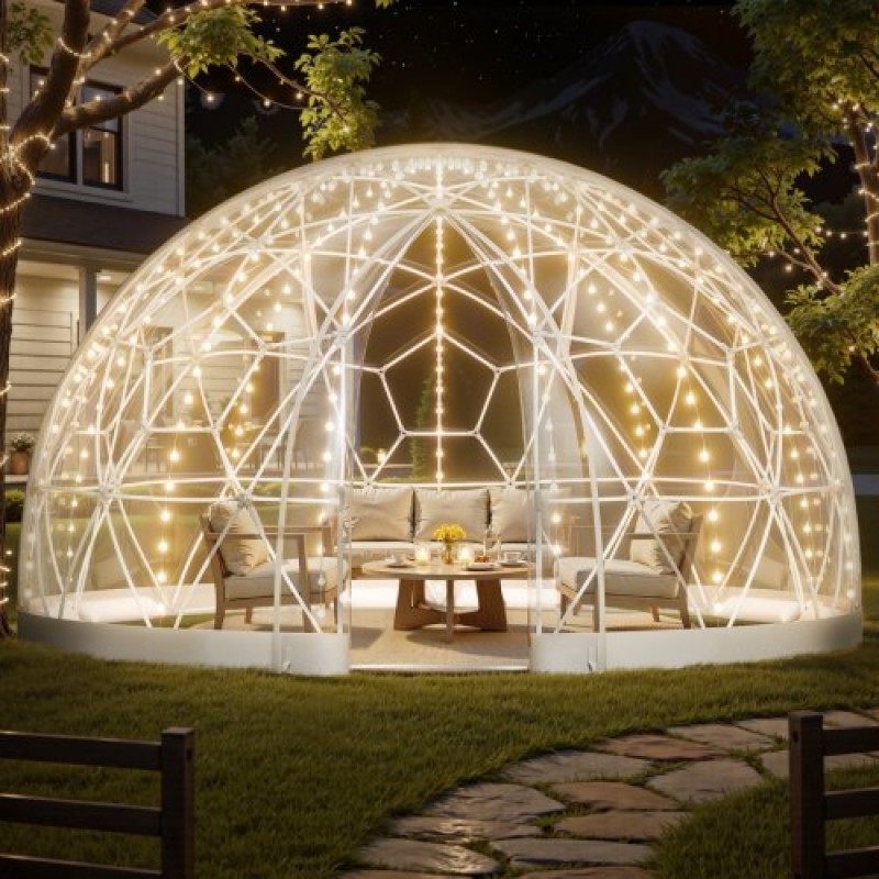 VEVOR Garden Dome Igloo, 4,5 x 2,7 m Υπαίθρια σκηνή Clear Bubble για 4-7 Άτομα, Θερμοκήπιο Γεωδαιτικής Θόλος με Παράθυρο, Αδιάβροχο Γεωδαιτικό Θόλο με Παράθυρο, Σκηνή PVC Igloo για Γάμος Κάμπινγκ Αίθριων στην πίσω αυλή