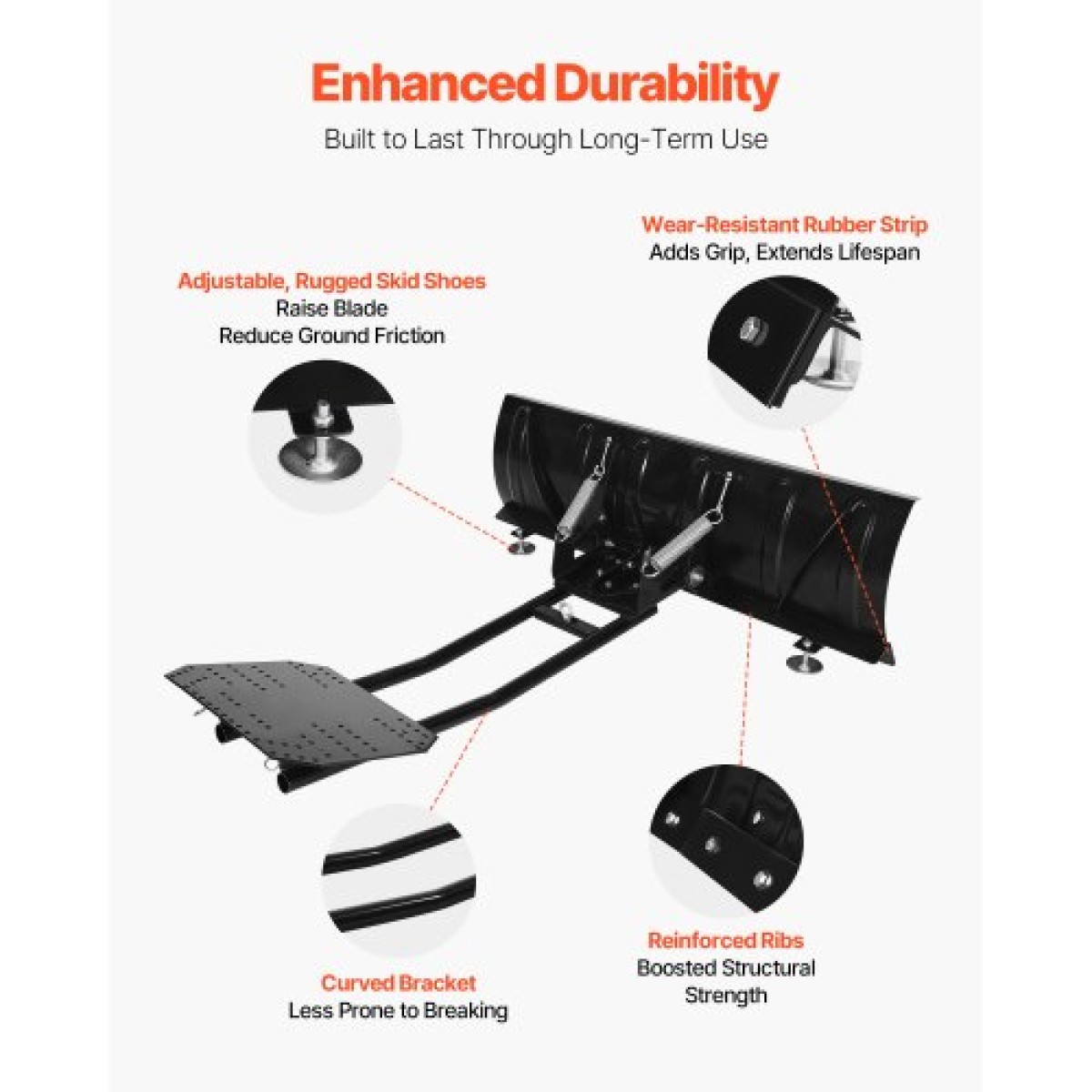 Κιτ VEVOR Snow Plough, 122 cm Universal Προσάρτημα Χιονιού, Ρυθμιζόμενο ύψος & Αριστερά-Δεξιά, Γρήγορη αποσύνδεση, Ατσάλινο λεπίδα απόξεσης ATV, 3 επιλογές τοποθέτησης, Αποτελεσματικός καθαρισμός χιονιού, για τα περισσότερα ATV και UTV