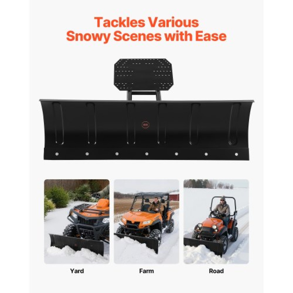 Κιτ VEVOR Snow Plough, 122 cm Universal Προσάρτημα Χιονιού, Ρυθμιζόμενο ύψος & Αριστερά-Δεξιά, Γρήγορη αποσύνδεση, Ατσάλινο λεπίδα απόξεσης ATV, 3 επιλογές τοποθέτησης, Αποτελεσματικός καθαρισμός χιονιού, για τα περισσότερα ATV και UTV