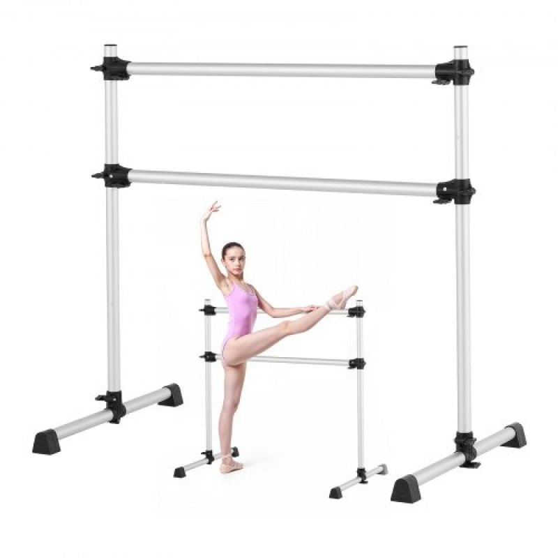 VEVOR Ballet Barre, Αλουμίνιο Double Barre Bar για το σπίτι, ανεξάρτητες φορητές μπάρες χορού τεντώματος μπαλέτου, Εξοπλισμός στούντιο γυμναστικής ρυθμιζόμενου ύψους, για προπόνηση ισορροπίας Pilates