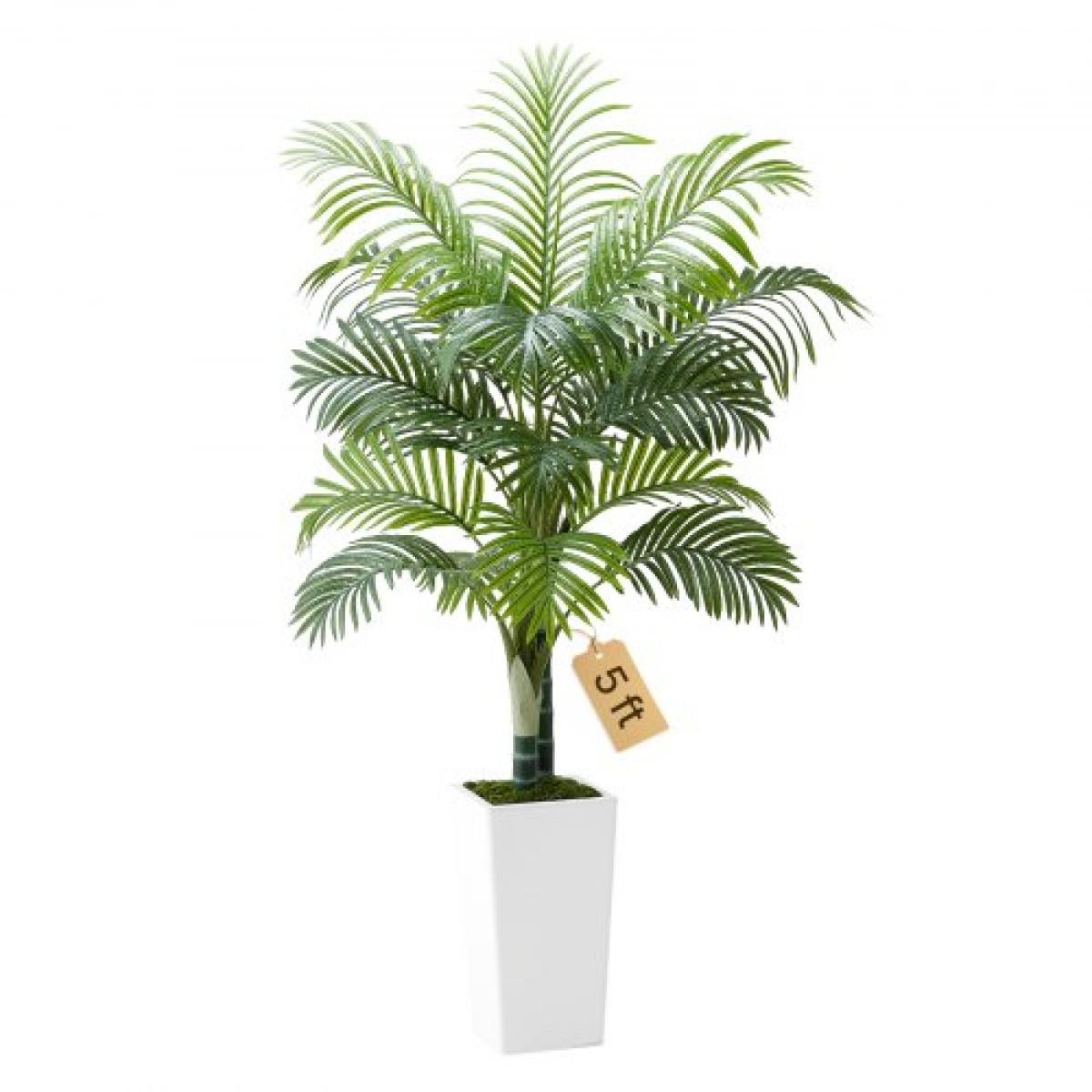 VEVOR Artificial Areca Palm Tree 1524 mm, Ψεύτικος Φοίνικας Τροπικά Φυτά με Λευκή Ψηλή Ζαρντινιέρα, Φυτό από ψεύτικο δάπεδο μετάξι σε γλάστρα, Μεγάλα Δέντρα για Διακόσμηση Σαλονιού οικιακού Γραφείου Θέρμανση σπιτιού, Εσωτερικός εξωτερικός χώρος