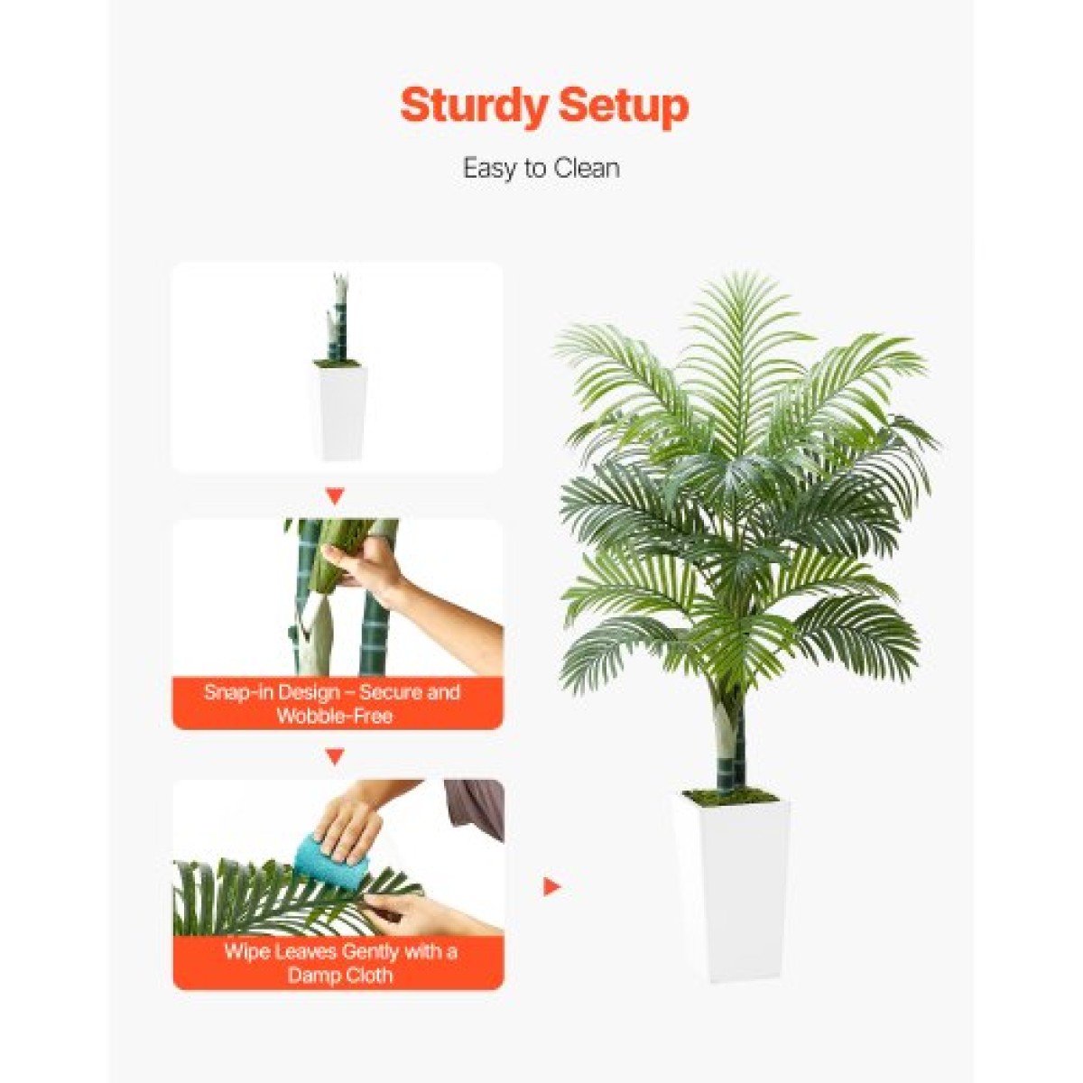 VEVOR Artificial Areca Palm Tree 1524 mm, Ψεύτικος Φοίνικας Τροπικά Φυτά με Λευκή Ψηλή Ζαρντινιέρα, Φυτό από ψεύτικο δάπεδο μετάξι σε γλάστρα, Μεγάλα Δέντρα για Διακόσμηση Σαλονιού οικιακού Γραφείου Θέρμανση σπιτιού, Εσωτερικός εξωτερικός χώρος