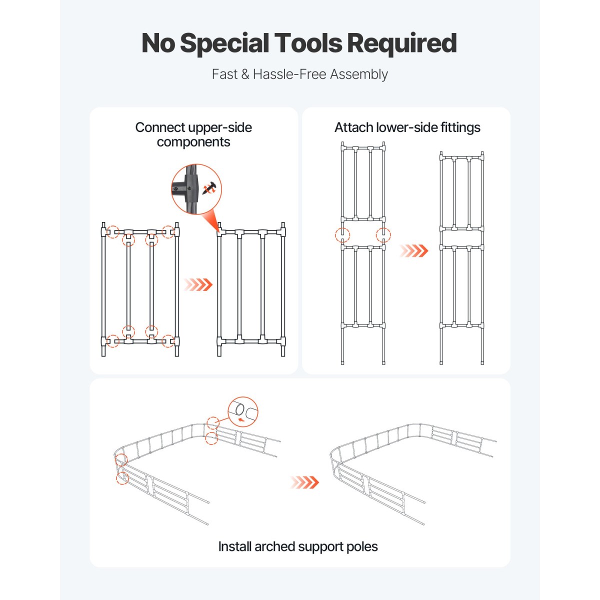 VEVOR Garden Arbor, 2,4 (Υ) x 3,2 (Π) x 0,4 (Β) m Μεταλλική Αψίδα, Στιβαρή Αψίδα Καφασωτών εξωτερικού χώρου με Πασσάλους, Εύκολη Συναρμολόγηση, Πέργκολα Arbor for Plant Climbing Yard Lawn Wedding Party Decoration