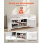 Πάγκος παπουτσιών VEVOR, 1050 x 350 x 503 mm Πάγκος εισόδου με χώρο αποθήκευσης στο επάνω μέρος και μαξιλάρι καθίσματος, ράφι αποθήκευσης παπουτσιών 250 lbs με 3 ντουλάπια και ρυθμιζόμενο ύψος, για υπνοδωμάτιο, διάδρομο, λευκό + μαύρο
