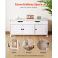 Πάγκος παπουτσιών VEVOR, 1050 x 350 x 503 mm Πάγκος εισόδου με χώρο αποθήκευσης στο επάνω μέρος και μαξιλάρι καθίσματος, ράφι αποθήκευσης παπουτσιών 250 lbs με 3 ντουλάπια και ρυθμιζόμενο ύψος, για υπνοδωμάτιο, διάδρομο, λευκό + μαύρο