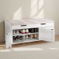 Πάγκος παπουτσιών VEVOR, 1050 x 350 x 503 mm Πάγκος εισόδου με χώρο αποθήκευσης στο επάνω μέρος και μαξιλάρι καθίσματος, ράφι αποθήκευσης παπουτσιών 250 lbs με 3 ντουλάπια και ρυθμιζόμενο ύψος, για υπνοδωμάτιο, διάδρομο, λευκό + μαύρο