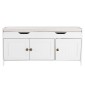 Πάγκος παπουτσιών VEVOR, 1050 x 350 x 503 mm Πάγκος εισόδου με χώρο αποθήκευσης στο επάνω μέρος και μαξιλάρι καθίσματος, ράφι αποθήκευσης παπουτσιών 250 lbs με 3 ντουλάπια και ρυθμιζόμενο ύψος, για υπνοδωμάτιο, διάδρομο, λευκό + μαύρο