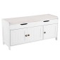 Πάγκος παπουτσιών VEVOR, 1050 x 350 x 503 mm Πάγκος εισόδου με χώρο αποθήκευσης στο επάνω μέρος και μαξιλάρι καθίσματος, ράφι αποθήκευσης παπουτσιών 250 lbs με 3 ντουλάπια και ρυθμιζόμενο ύψος, για υπνοδωμάτιο, διάδρομο, λευκό + μαύρο