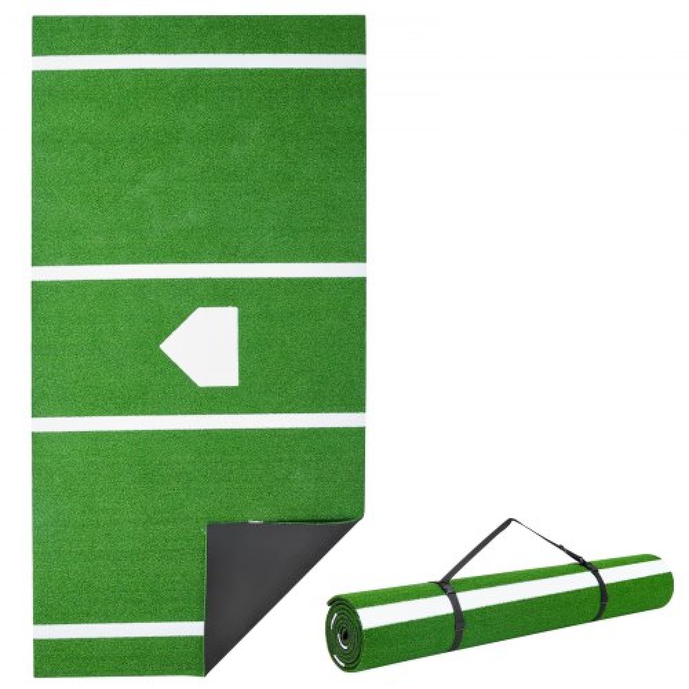 VEVOR Baseball Hitting Mat, 366x183cm Batting Cage Mat, Batters Box Turf Mats, Softball Batting Practice Equipment with Home Plate and Anti Fade Turf, Φορητό βοήθημα προπόνησης για εσωτερικούς εξωτερικούς χώρους, πράσινο