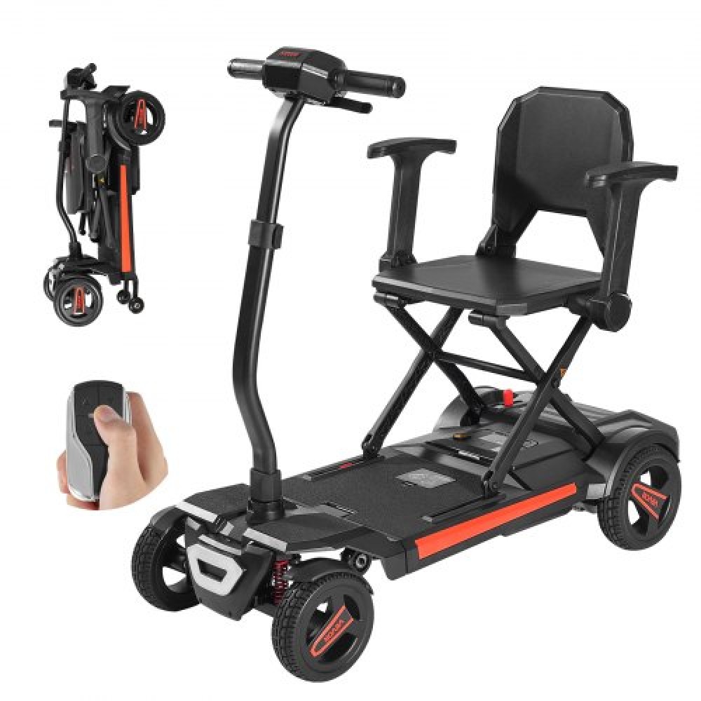 VEVOR 4-Wheel Electric Mobility Scooter για ενήλικες και ηλικιωμένους, ενσωματωμένο αυτόματο αναδιπλούμενο σκούτερ κινητικότητας με τηλεχειριστήριο, κλειδιά NFC & μεγάλης εμβέλειας, 120kg φόρτωση αναπηρικό αμαξίδιο ταξιδιού