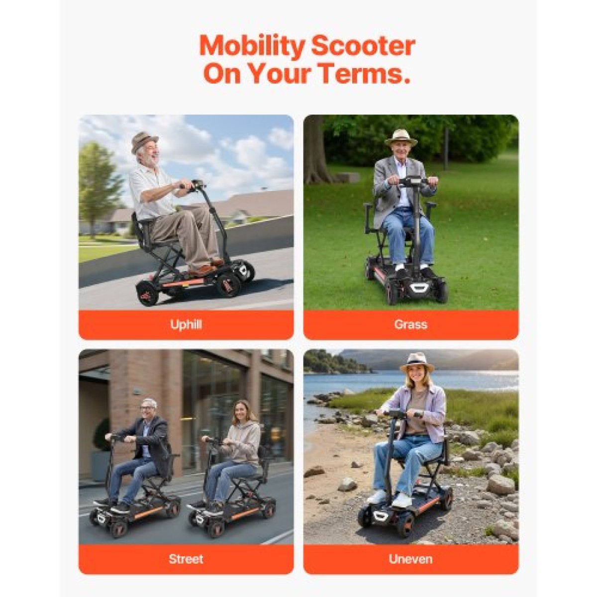 VEVOR 4-Wheel Electric Mobility Scooter για ενήλικες και ηλικιωμένους, ενσωματωμένο αυτόματο αναδιπλούμενο σκούτερ κινητικότητας με τηλεχειριστήριο, κλειδιά NFC & μεγάλης εμβέλειας, 120kg φόρτωση αναπηρικό αμαξίδιο ταξιδιού