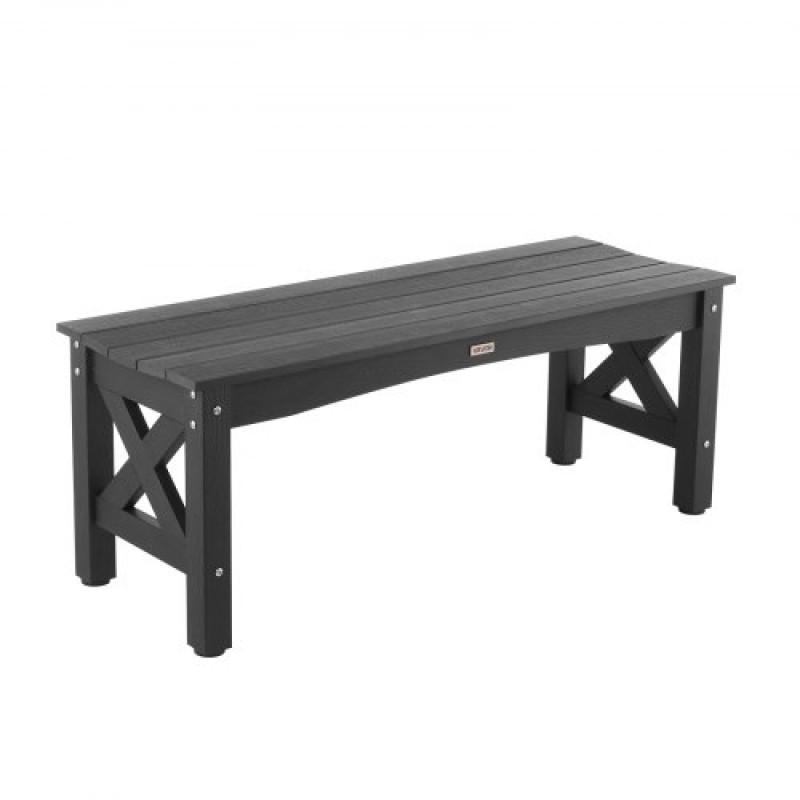 VEVOR Εξωτερικός πάγκος, 113 cm, χωρητικότητα βάρους 272 kg, Πλαστικό αδιάβροχο πλαίσιο με ρυθμιζόμενα πατώματα και χοντρό πόδι, Εξωτερικός πάγκος για Αίθριο, Κήπο, Πάρκο, Αυλή, Μπροστινή βεράντα, Μαύρο