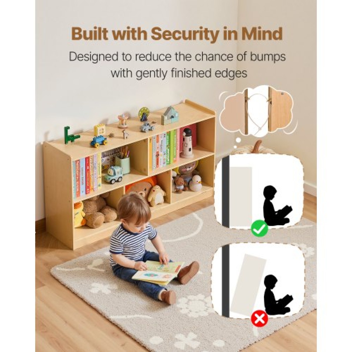 Ράφι VEVOR Montessori, πλάτος 1140 mm Organizer αποθήκευσης παιχνιδιών, Παιδικό ντουλάπι οθόνης 5 τμημάτων, έπιπλα παιδικού σταθμού, Παιδικό ράφι για υπνοδωμάτιο, νηπιαγωγείο, σαλόνι, είσοδος, προσχολική ηλικία, καφέ
