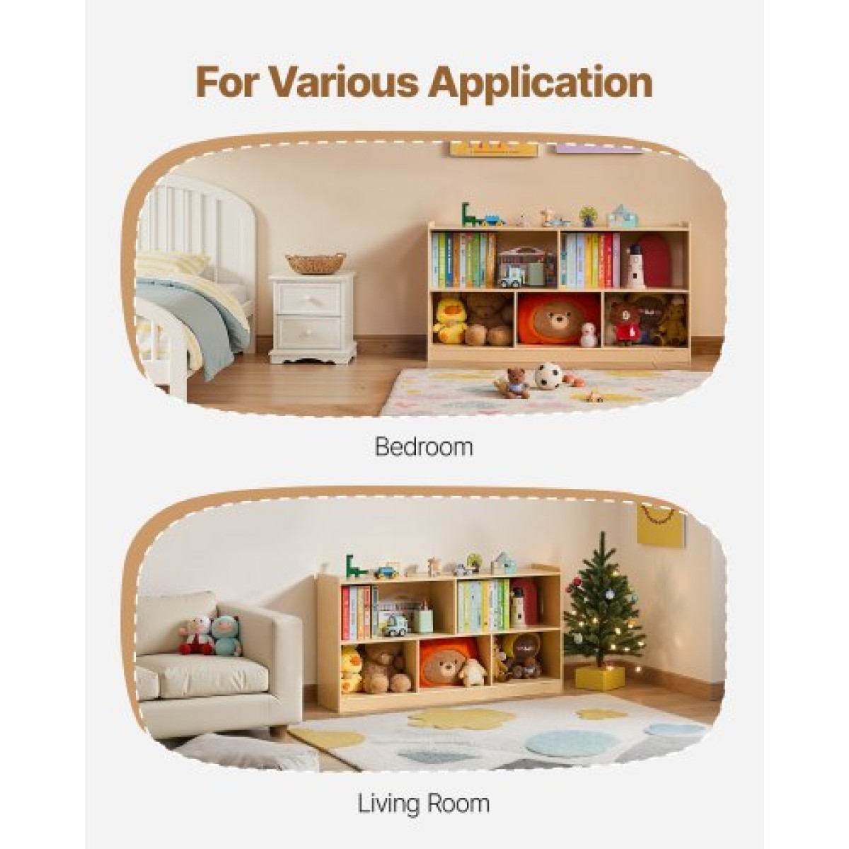 Ράφι VEVOR Montessori, πλάτος 1140 mm Organizer αποθήκευσης παιχνιδιών, Παιδικό ντουλάπι οθόνης 5 τμημάτων, έπιπλα παιδικού σταθμού, Παιδικό ράφι για υπνοδωμάτιο, νηπιαγωγείο, σαλόνι, είσοδος, προσχολική ηλικία, καφέ