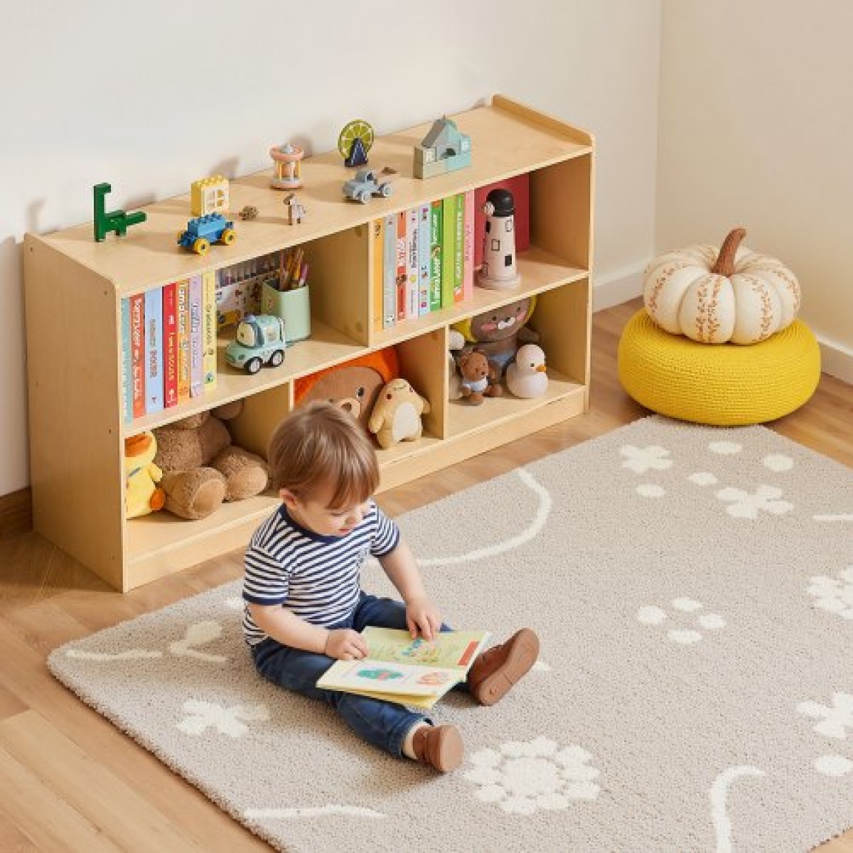 Ράφι VEVOR Montessori, πλάτος 1140 mm Organizer αποθήκευσης παιχνιδιών, Παιδικό ντουλάπι οθόνης 5 τμημάτων, έπιπλα παιδικού σταθμού, Παιδικό ράφι για υπνοδωμάτιο, νηπιαγωγείο, σαλόνι, είσοδος, προσχολική ηλικία, καφέ