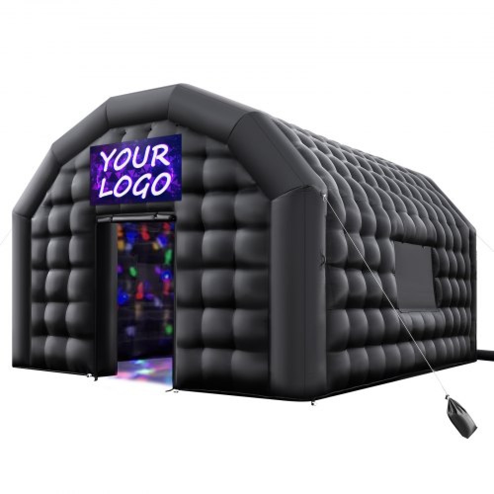 VEVOR Inflatable Nightclub, 5.4 x 5 x 4.2 m Inflatable Party Tent with 680W Blower & Sandbag, Ventilated Blow up Night Club with 2 Windows, Air Cube House for Event Birthday Wedding Party