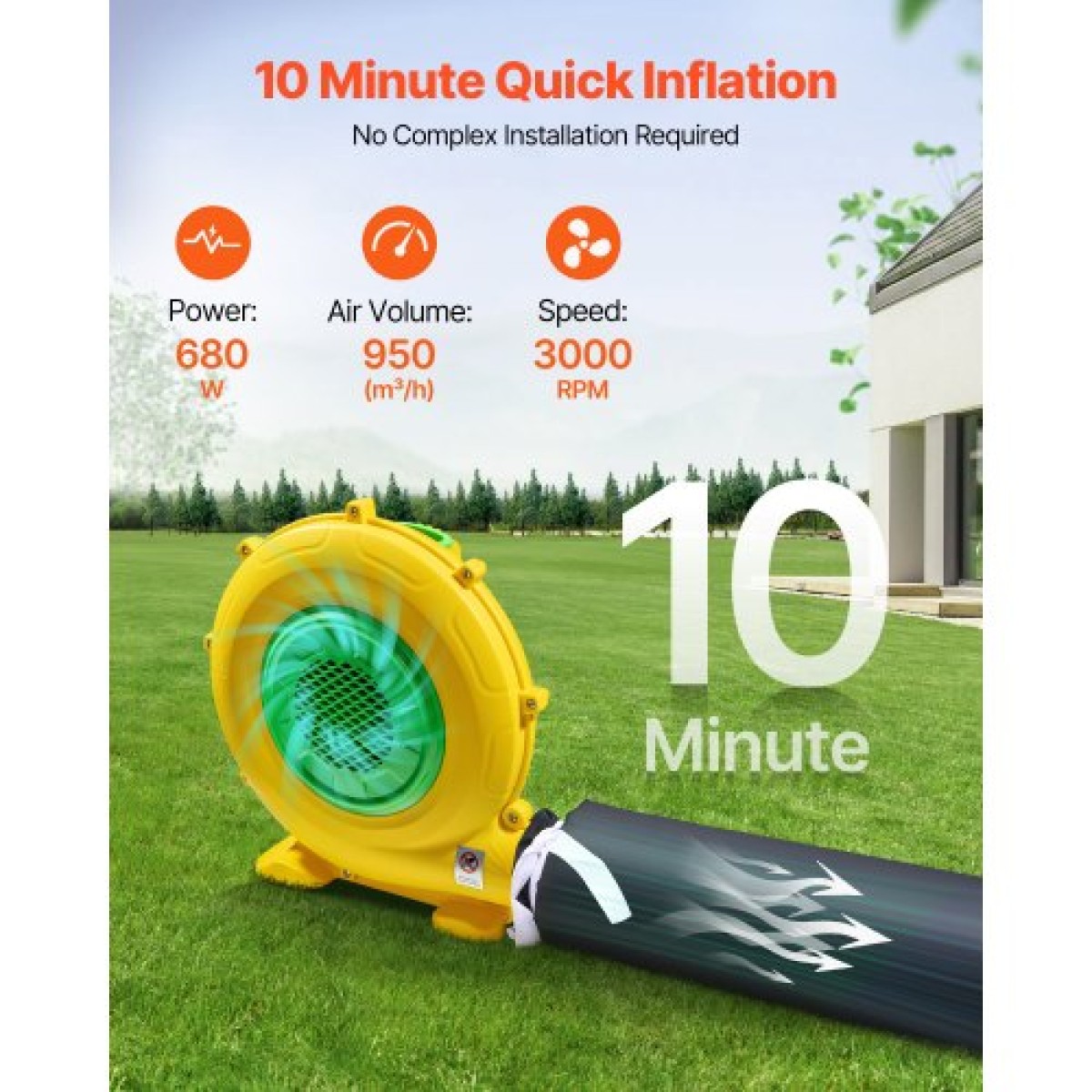 VEVOR Inflatable Nightclub, 5.4 x 5 x 4.2 m Inflatable Party Tent with 680W Blower & Sandbag, Ventilated Blow up Night Club with 2 Windows, Air Cube House for Event Birthday Wedding Party