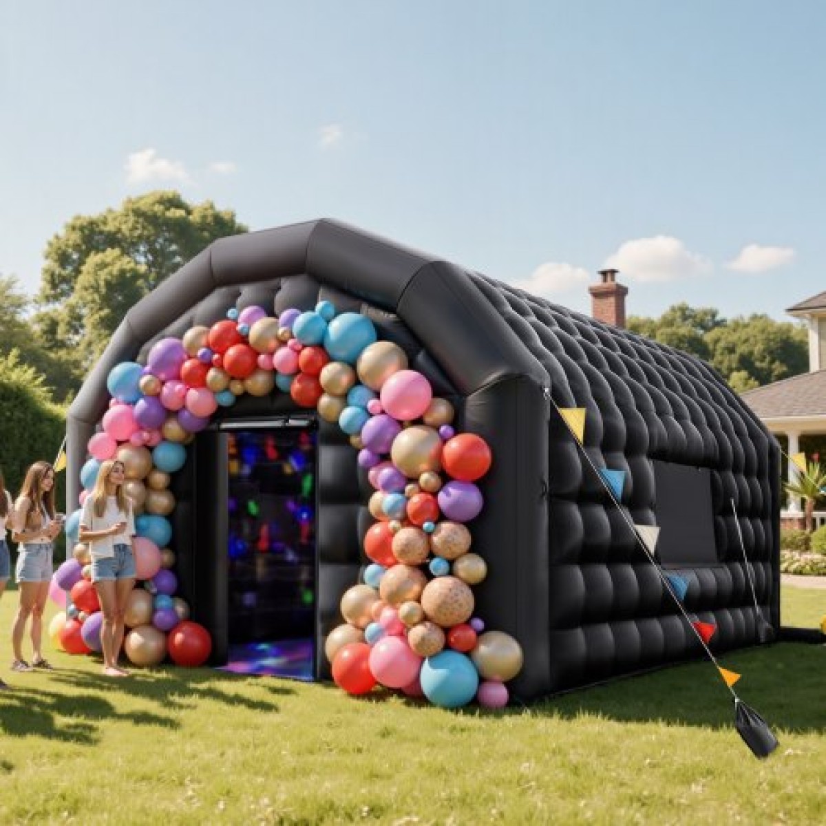 VEVOR Inflatable Nightclub, 5.4 x 5 x 4.2 m Inflatable Party Tent with 680W Blower & Sandbag, Ventilated Blow up Night Club with 2 Windows, Air Cube House for Event Birthday Wedding Party