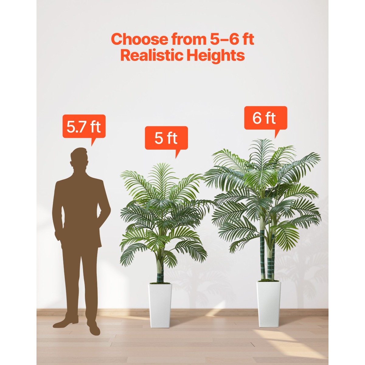 VEVOR Artificial Areca Palm Tree 1829 mm, Ψεύτικος Φοίνικας Τροπικά Φυτά με Λευκή Ψηλή Ζαρντινιέρα, Φυτό από ψεύτικο δάπεδο μετάξι σε γλάστρα, Μεγάλα Δέντρα για Διακόσμηση Σαλονιού Γραφείου Σαλόνι Σπίτι Θέρμανση, Εσωτερικός εξωτερικός χώρος