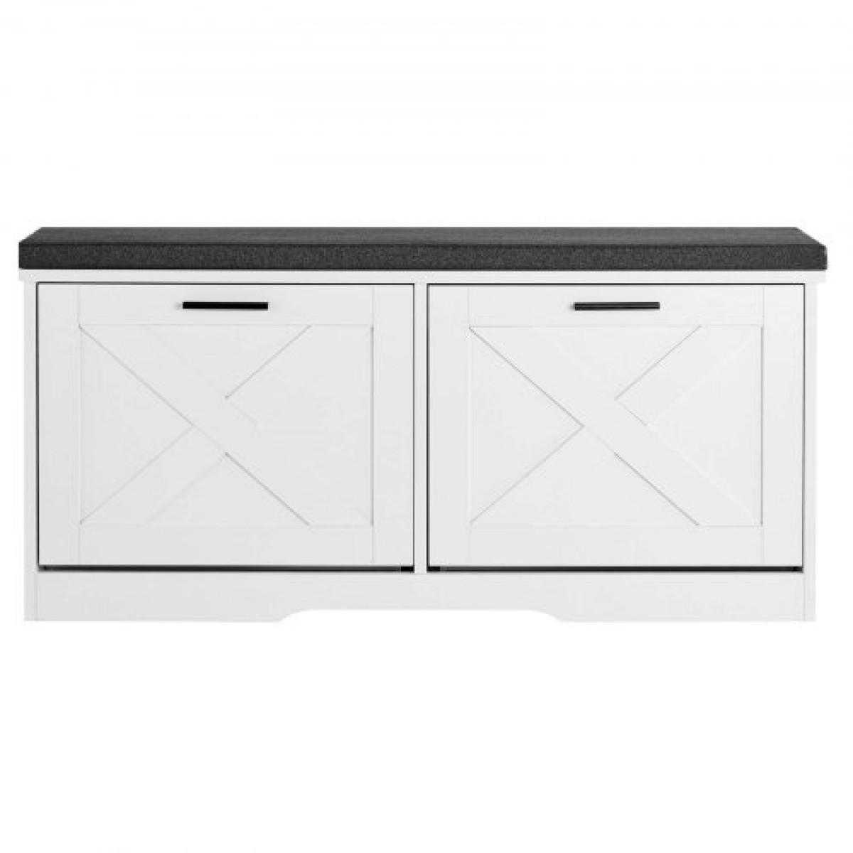 Πάγκος αποθήκευσης παπουτσιών VEVOR Entryway, 1000 x 305 x 475 mm Organizer παπουτσιών με αναδιπλούμενα συρτάρια, 440lbs Στενός πάγκος για παπούτσια με μαξιλάρι & πόρτες, για διάδρομο, σαλόνι, υπνοδωμάτιο, μαύρο + λευκό