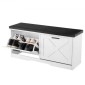Πάγκος αποθήκευσης παπουτσιών VEVOR Entryway, 1000 x 305 x 475 mm Organizer παπουτσιών με αναδιπλούμενα συρτάρια, 440lbs Στενός πάγκος για παπούτσια με μαξιλάρι & πόρτες, για διάδρομο, σαλόνι, υπνοδωμάτιο, μαύρο + λευκό