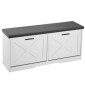 Πάγκος αποθήκευσης παπουτσιών VEVOR Entryway, 1000 x 305 x 475 mm Organizer παπουτσιών με αναδιπλούμενα συρτάρια, 440lbs Στενός πάγκος για παπούτσια με μαξιλάρι & πόρτες, για διάδρομο, σαλόνι, υπνοδωμάτιο, μαύρο + λευκό