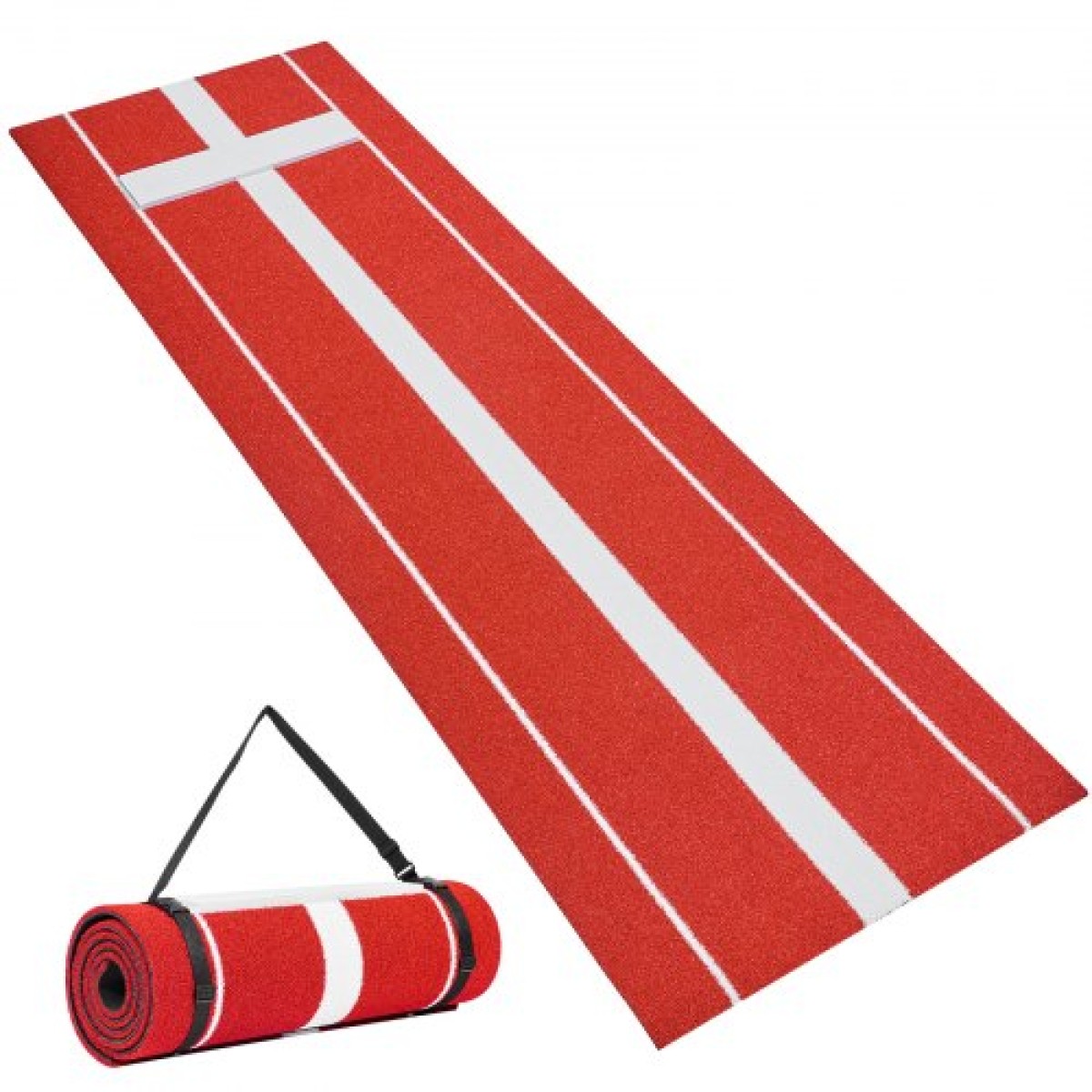 VEVOR Softball Pitching Mat, 305x92cm Baseball Pitching Rubber Mound, Antifade Turf and Antislip Foam Backing Portable Training Aid, Fastpitch Equipment for Pitchers Indoor Outdoor Practice, κόκκινο