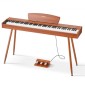 VEVOR Weighted Digital Piano, 88 Πλήκτρα Πλήρως Ζυγισμένο, Ηλεκτρικό πληκτρολόγιο πιάνου με βάση παρτιτούρας, Τριπλό πεντάλ, Μετασχηματιστής ρεύματος, 280 τόνοι, Υποστήριξη ασύρματης σύνδεσης, για αρχάριους, Χρώμα ξύλου