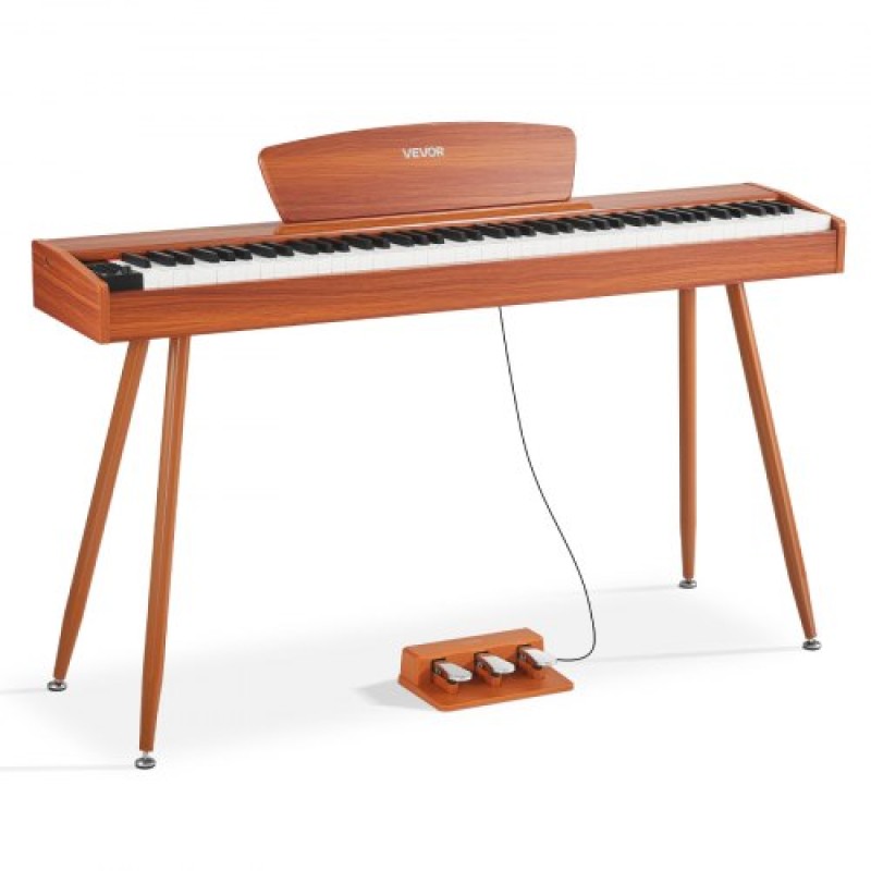 VEVOR Weighted Digital Piano, 88 Πλήκτρα Πλήρως Ζυγισμένο, Ηλεκτρικό πληκτρολόγιο πιάνου με βάση παρτιτούρας, Τριπλό πεντάλ, Μετασχηματιστής ρεύματος, 280 τόνοι, Υποστήριξη ασύρματης σύνδεσης, για αρχάριους, Χρώμα ξύλου