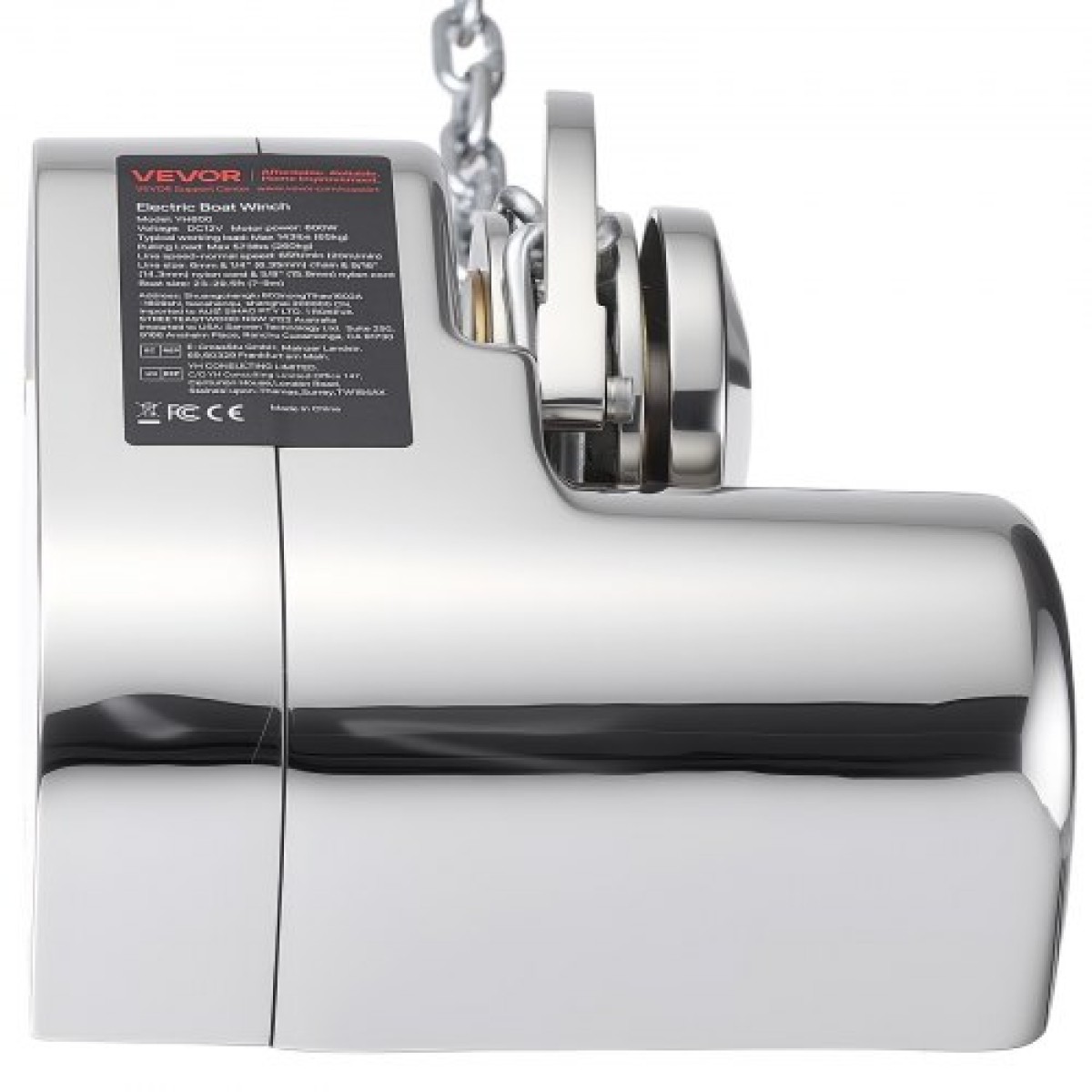 VEVOR Horizontal Fishing Windlass, 12V DC 600W, Windlass Anchor Systems Κατάλληλο για 6,35 mm Αλυσίδα ή 14,3 & 15,9 mm Nylon Rope, Max Pull 260 kg, 316 Ανοξείδωτη κατασκευή, για σκάφη 7-9 m