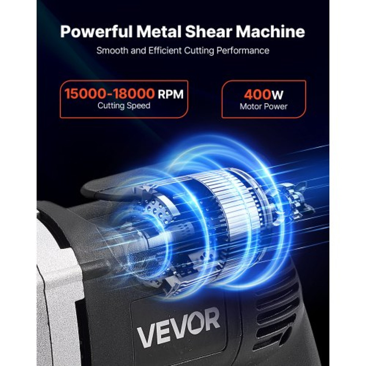 VEVOR Electric Metal Shear, 4,0-Amp Corded Lame Metal cutter με περιστρεφόμενη κεφαλή 360 μοιρών, μεταβλητή ταχύτητα, συνεχής κοπή, καθαρή κοπή για γαλβανισμένο χάλυβα 1,22 mm, ανοξείδωτο ατσάλι 1 mm, 2500 SPM