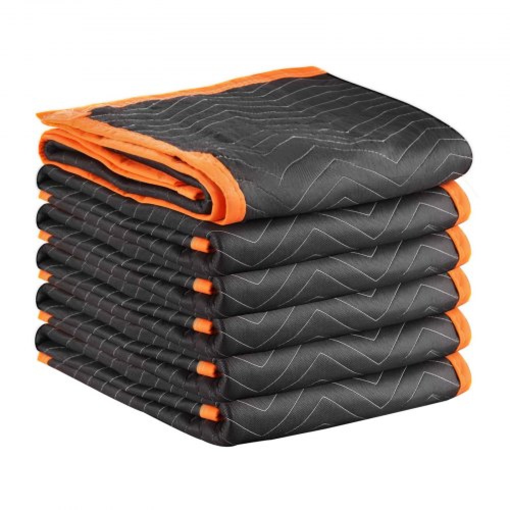 VEVOR Moving Blankets 6 Pcs, 1829 x 1016 mm (14.5 kg/dz) Large Packing Blankets with Cotton Filling, Heavy Duty Nonwoven Fabric Padded Moving Blanket for Shipping, Wrapping, Protecting Furniture
