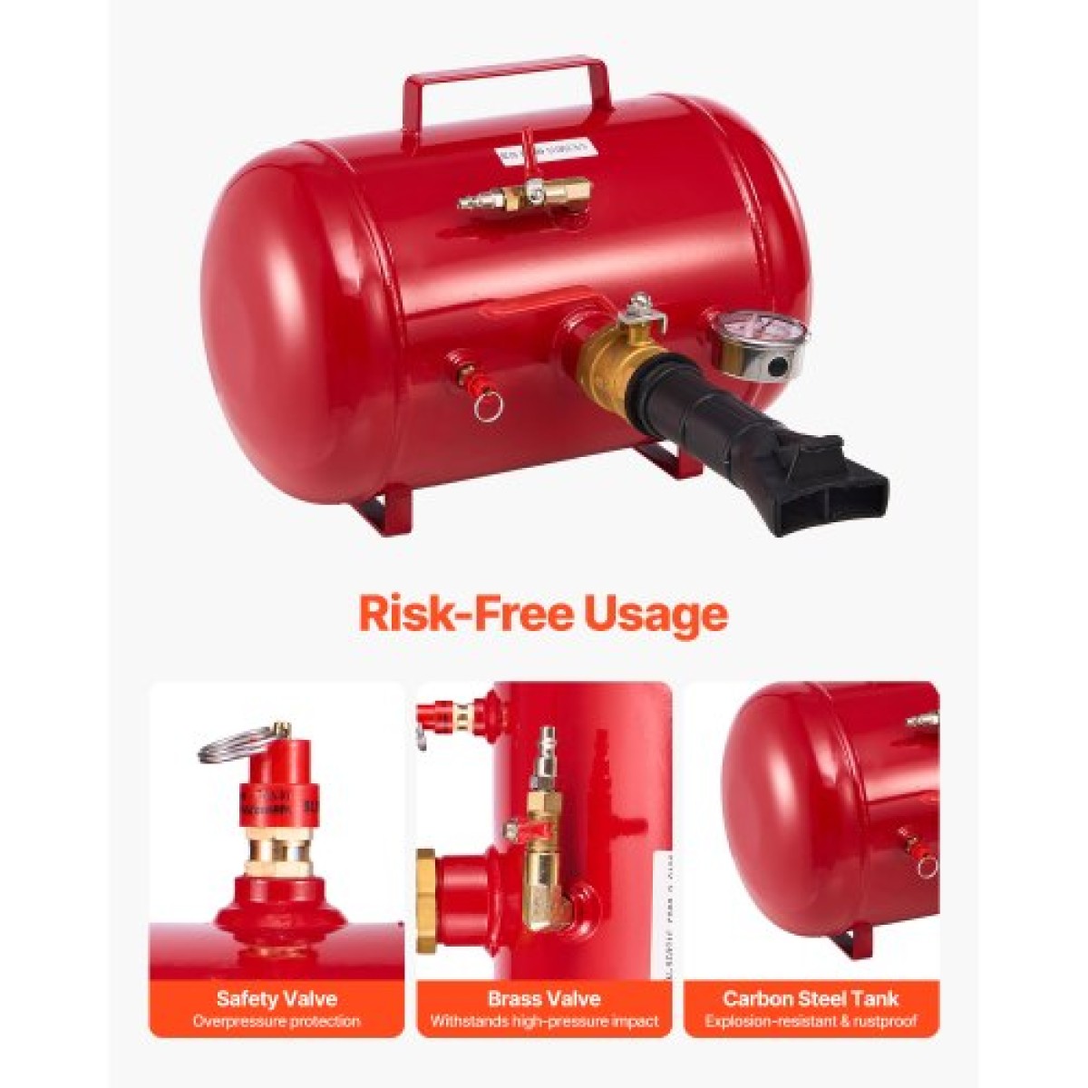 VEVOR Air Tire Bead Seat, 5 Gal / 18,9 L, Heavy Duty Tire Bead Blaster Tool, 87-116 PSI Operating Pressure, Air Trigger Seating Inflator for Pickup, Truck, ATV, Jeep, Van, Lawn Tractor, RV, Red