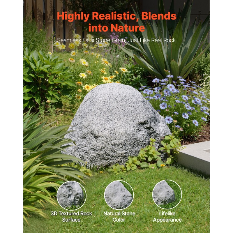 VEVOR Faux Rock Cover, Υπαίθριο κάλυμμα αντλίας ψεύτικου βράχου, ρεαλιστική φυσική υφή, ελαφρύ και ανθεκτικό στις καιρικές συνθήκες Τεχνητός ογκόλιθος από πολυρείνη για εξωραϊσμό Διακόσμηση αυλής κήπου, γκρι, μικρού μεγέθους