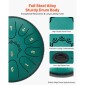 VEVOR Steel Tongue Drum, 16,5cm 11 Notes Rain Drum for Outside Garden, D Major Musical Drums with Music Book & Mallets, Percussion Instrument for Meditation Yoga Beginner Musical Education, Green